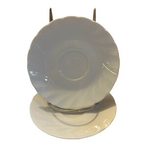 Yorkshire White Porcelain (2) Saucers Set - Elegant Swirl Design